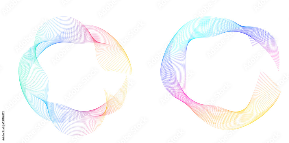 Poster set design element circle. isolated bold vector colors golden ring from. abstract glow wavy stripes 