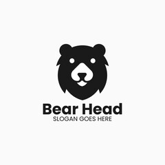Vector Logo Illustration Bear Head Silhouette Style