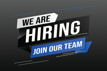 hiring recruitment Join now design for banner poster We are hiring lettering with geometric shapes lines. Vector illustration typographic. Open vacancy design template modern concept	