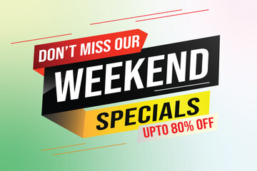 Weekend Special sale tag. Banner design template for marketing. Special offer promotion retail. background banner modern graphic design for advertising store shop, online store, website, landing page