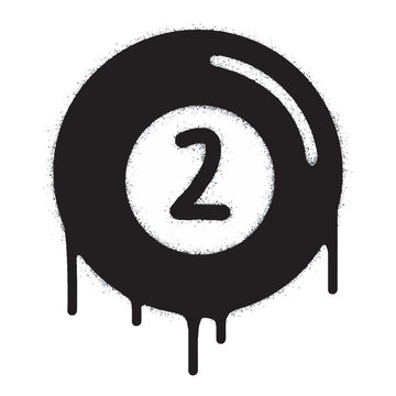 recommend clip art: Spray Painted Graffiti Sprayed billiard ball symbol isolated on white background. two ball graffiti icon with overspray in black on white.