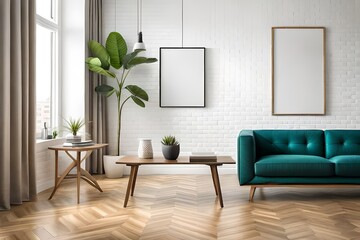 Mockup frame in an interior background, 3d render, Generative AI