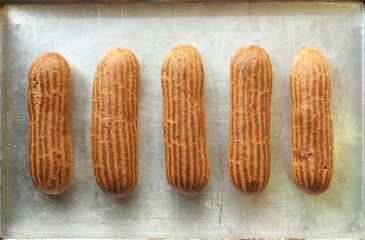 golden brown baked french eclairs
