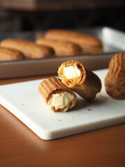 eclair with vanilla custard cream filling