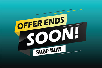 Offer ends soon. Poster flyer banner. Special offer price sign. Advertising discounts symbol. Thought speech bubble with quotes. Offer ends soon chat think megaphone message	