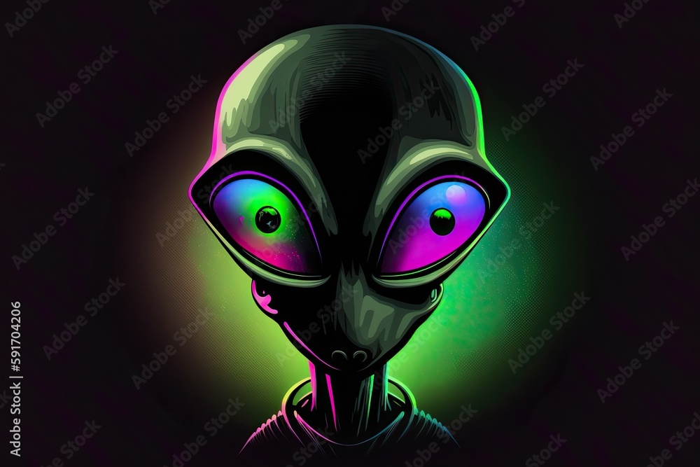 Aufkleber n extraterrestrial entity with illuminated eyes and a hooded cloak. generative ai