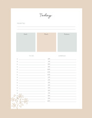 today planner template set. Vector illustration.	