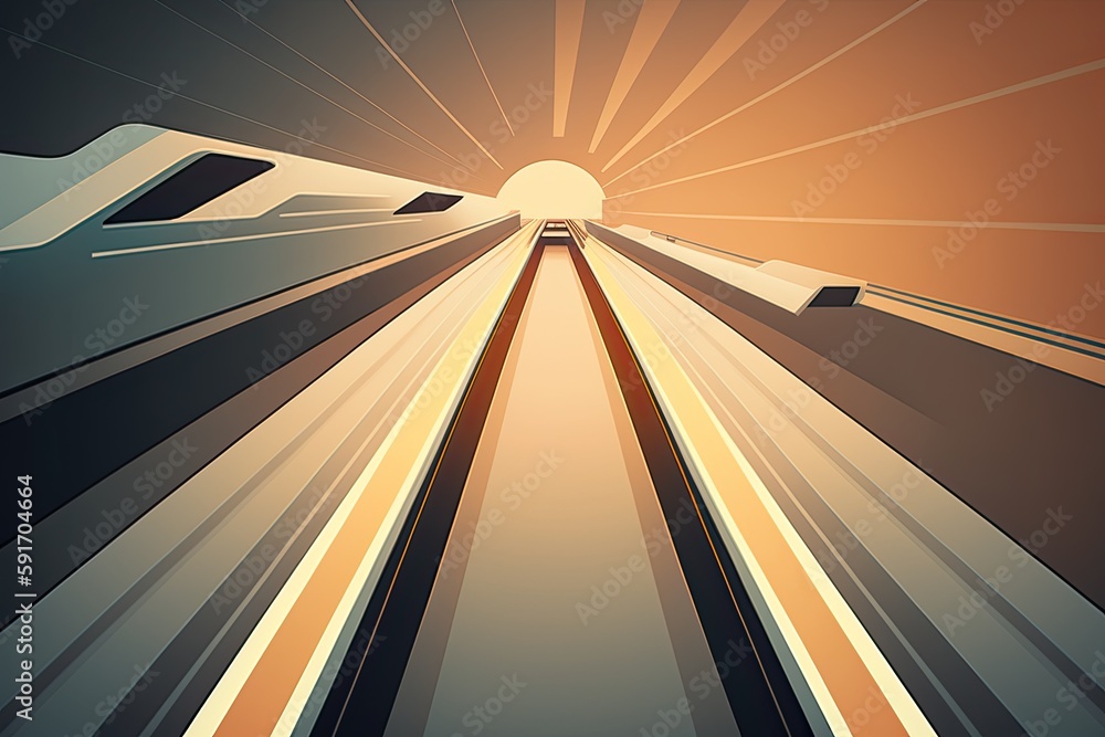 Aufkleber train passing through a dark tunnel. generative ai