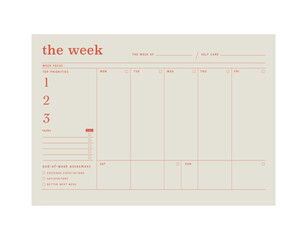 the week planner. Minimalist planner template set. Vector illustration.	