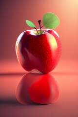one piece red apple, ultra detailed, perfectly modeled, clear body, full view - generative ai
