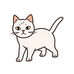 Simple white cartoon cat