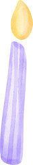 Cute purple watercolor birthday candle hand painting