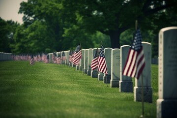 memorial day, us americn flags decorating a cemetery