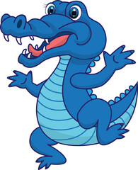 Naklejka premium Cute Alligator or Crocodile in cartoon style isolated on white background illustration