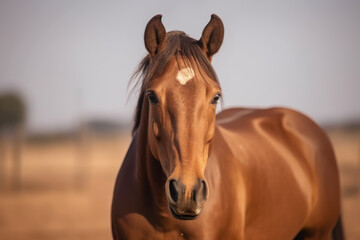 Shire mare looking at the camera .