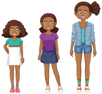 African American Girl at Different Ages