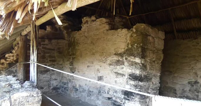 Temple of the Masks, top chambers of the pyramid, Kohunlich Mayan Site - Quintana Roo, Mexico