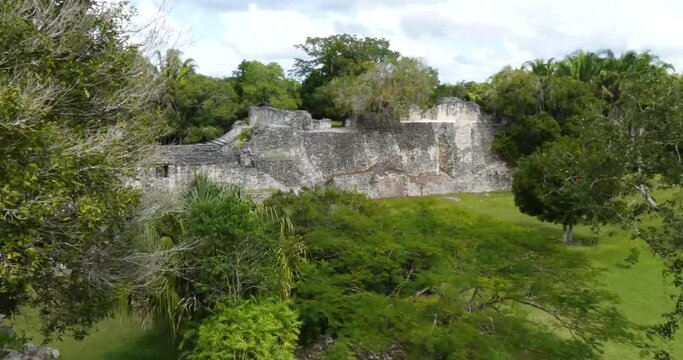The Acropolis viewed from the top of The Temple of the King at Kohunlich Mayan Site - Quintana Roo, Mexico