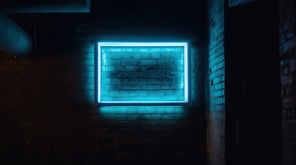 neon light with brick wall background, generative AI Technology