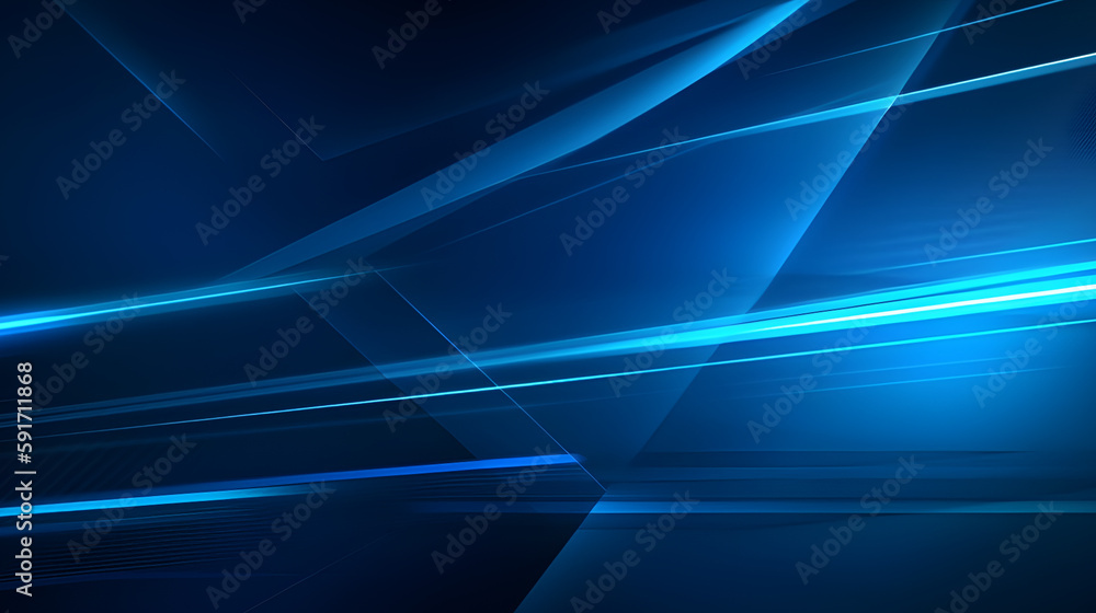 Poster Abstract futuristic background with glowing blue light effect. High speed. Hi-tech. Abstract technology background concept