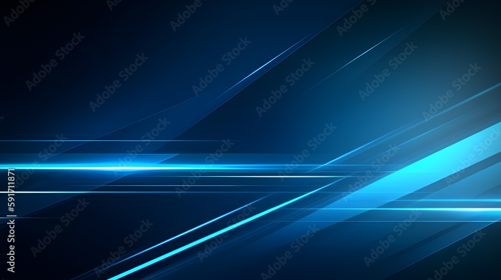 Poster Abstract futuristic background with glowing blue light effect. High speed. Hi-tech. Abstract technology background concept