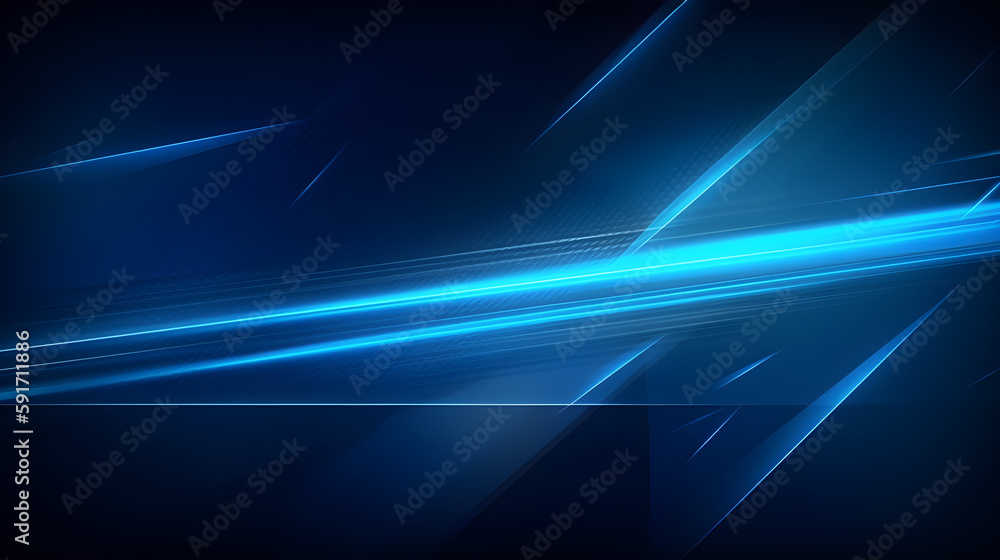 Poster Abstract futuristic background with glowing blue light effect. High speed. Hi-tech. Abstract technology background concept