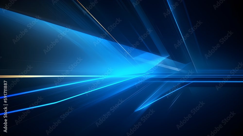 Poster Abstract futuristic background with glowing blue light effect. High speed. Hi-tech. Abstract technology background concept