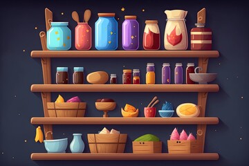 cluttered shelf filled with miscellaneous objects and items. Generative AI