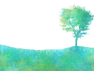 Painting landscape with tree. transparent png