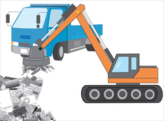 重機のリフティングマグネットのイラスト素材です。