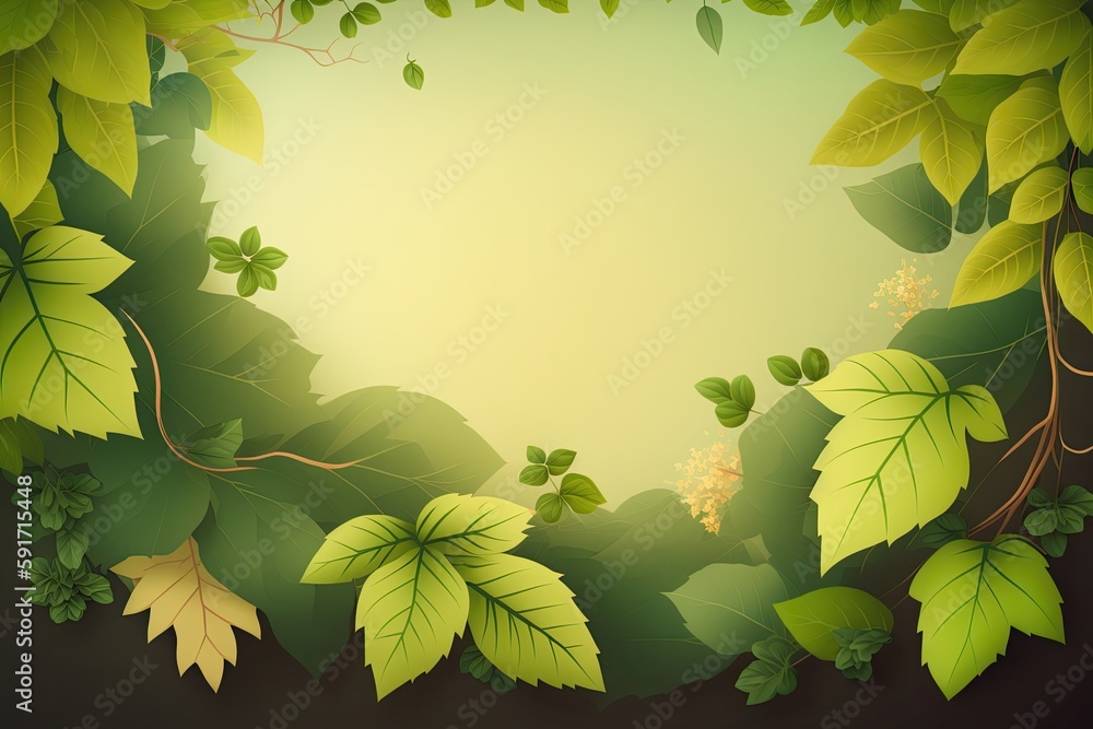 Sticker lush green garden with blooming flowers and leaves. generative ai