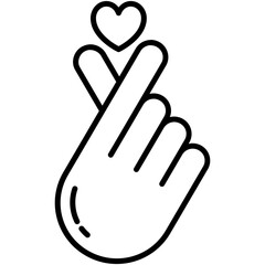 korean heart icon, line icon style, finger make small love symbol vector stock.