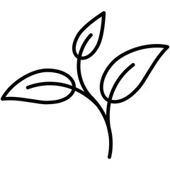 tea icon, line icon style, green tea leaves symbol vector stock.