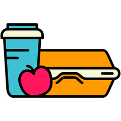 Lunch box Icon, Line Filled Icon Style, Home food bag Symbol Vector Stock.