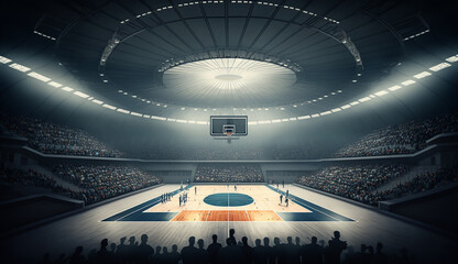Basketball court with people fan Generative AI