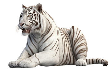 Fototapeta na wymiar white tiger sitting on a transparent background, Generative Ai