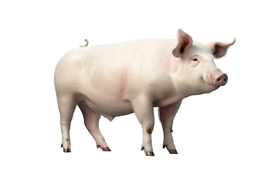 farm pig on a transparent background, Generative Ai