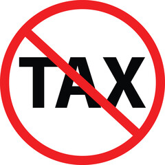 No tax icon on white background. Tax free sign. No tax symbol. flat style.
