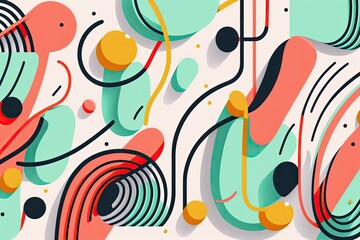 vibrant abstract design with circular and linear elements. Generative AI