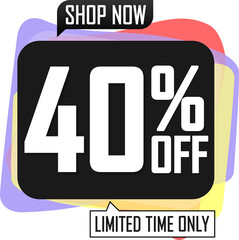 Sale 40% off, discount bubble banner. PNG illustration