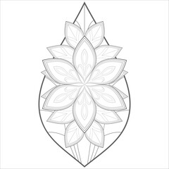 Colouring Page for Adult for Fun and Relaxation. Hand Drawn Sketch for Adult Anti Stress. Decorative Abstract Flowers in Black Isolated on White Background.-vector