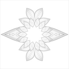 Colouring Page for Adult for Fun and Relaxation. Hand Drawn Sketch for Adult Anti Stress. Decorative Abstract Flowers in Black Isolated on White Background.-vector