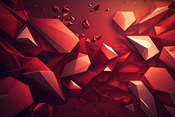 vibrant red abstract background with various geometric shapes. Generative AI