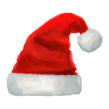 santa hat with style hand drawn digital painting illustration