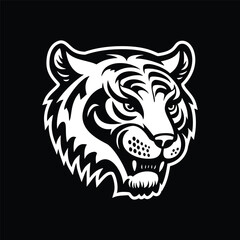 furious tiger head mascot vector logo stroke style