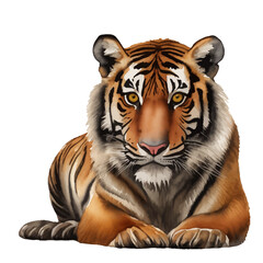 tiger head with style hand drawn digital painting illustration