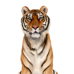 tiger head with style hand drawn digital painting illustration