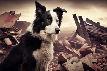 search dog at the site of the destruction. Generative AI