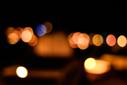 background abstract street night orange lights with bokeh effect