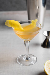 Sidecar cocktail refreshment brandy, orange liqueur and lemon juice